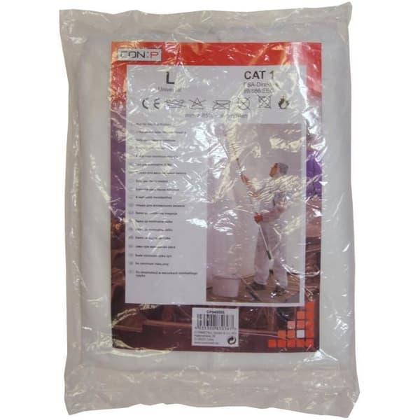 CON:P Protective Coverall - 4555500 - Disposable - Size L - Polypropylene - White