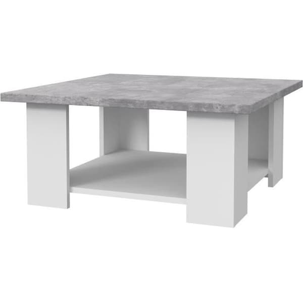PILVI Coffee Table - White and Light Concrete - 67 x 67 x 31 cm