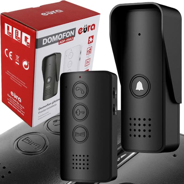 EURA Intercom ADP-09A3 Black Hands-Free for 2 Entrances