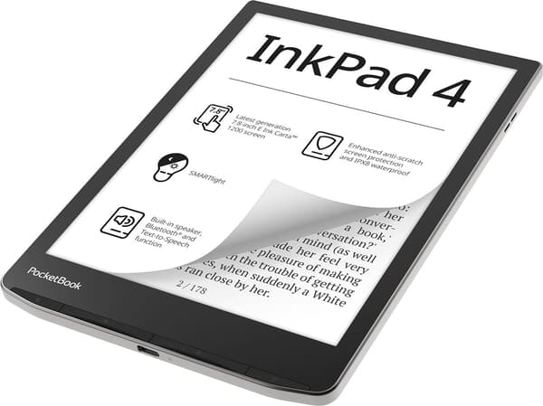 PocketBook InkPad 4 eBook Reader Touchscreen 32GB Wi-Fi Black Silver