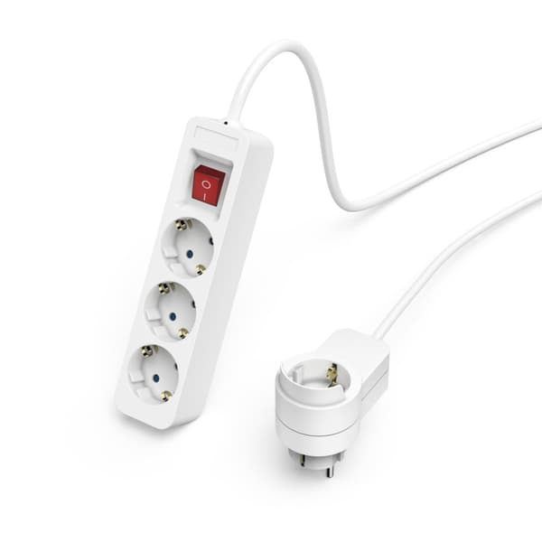Hama 3-Way Power Strip Switch Extra Socket on Plug 1.4 M White