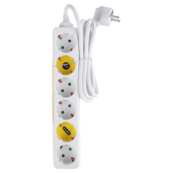 6-Way Power Strip Earthed 3x1.5 mm 1.5 m White/Yellow
