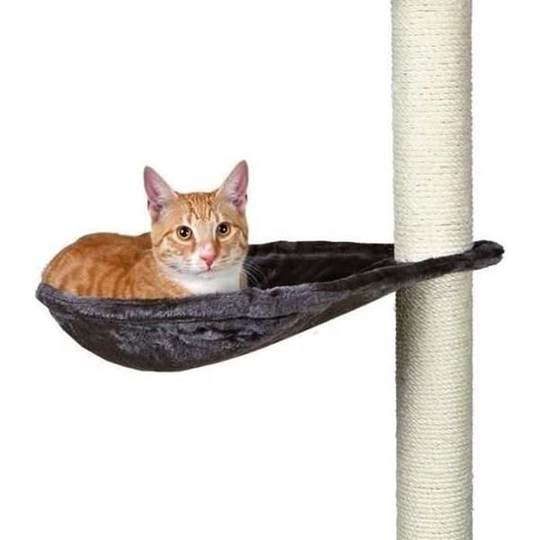 TRIXIE Hammock - XL Cat Scratching Post Hammock - Platinum Grey Plush - 40 cm Diameter