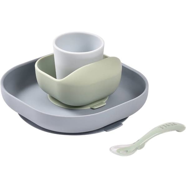 BEABA Meal Set - 4 Pieces - Silicone - Pebble