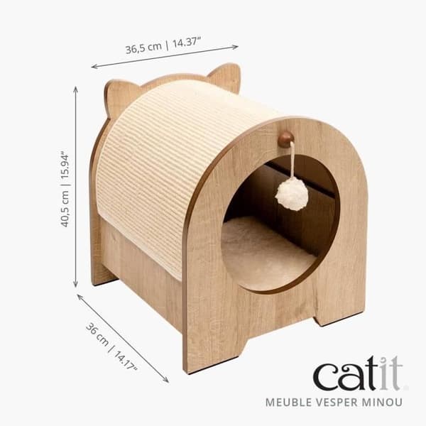 CATIT Cat Scratching Post Vesper Minou Replaceable Sisal Mat Oak Finish