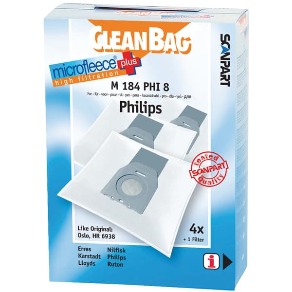 Scanpart M184phi8 Microfleece Dust Bag Philips Oslo and Micro