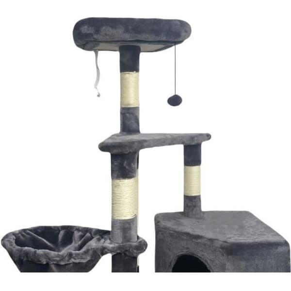 SWIFTY Cat Tree - 55 x 40 x 138 cm - Dark Grey - 3 Platforms, 1 Perch, 1 Hideaway, Scratching Posts