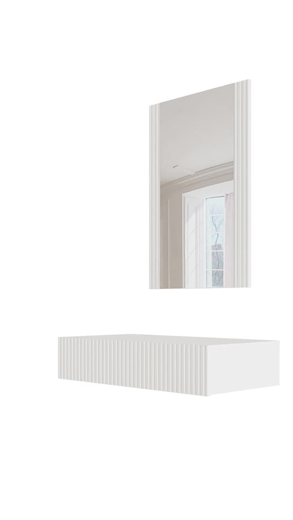Dressing Table with Mirror PAFOS 80x41.6x100, White Matte