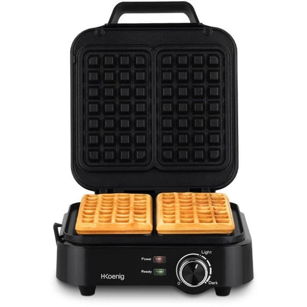 Compact waffle maker - HKoeNIG - GFX420 - 1200 W - Adjustable temperature - Black