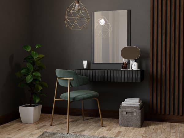 Dressing Table with Mirror PAFOS 80x41.6x100, Matte Black