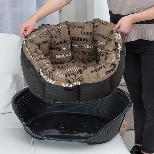 FERPLAST Patterned Cushion Basket - Size S - 52 x 39 x 21 cm - Black