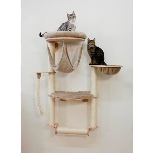 KERBL Wall-Mounted Cat Tree - H. 138 cm - Dolomite Grappa Pro - Taupe