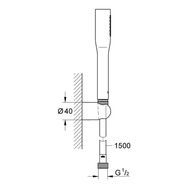GROHE Vitalio Get Stick Shower Set - Water Saving - Chrome - Wall Bracket