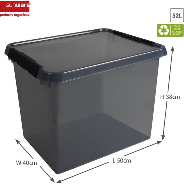 Sunware Comfort Line Storage Box 52 L 50x40x38 cm Transparent/Anthracite