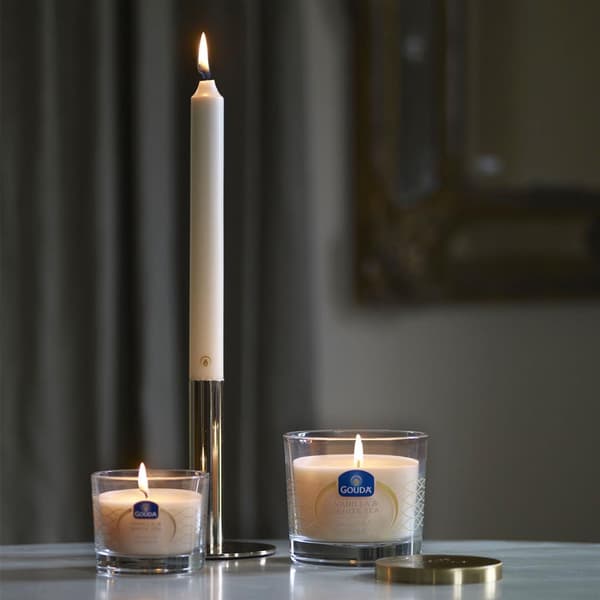Gouda Crown Candles 24x2.4 cm 8 Pieces White