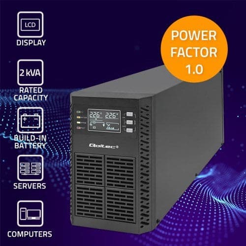 Qoltec Uninterruptible Power Supply UPS 2kVA 2000W LCD EPO USB Online