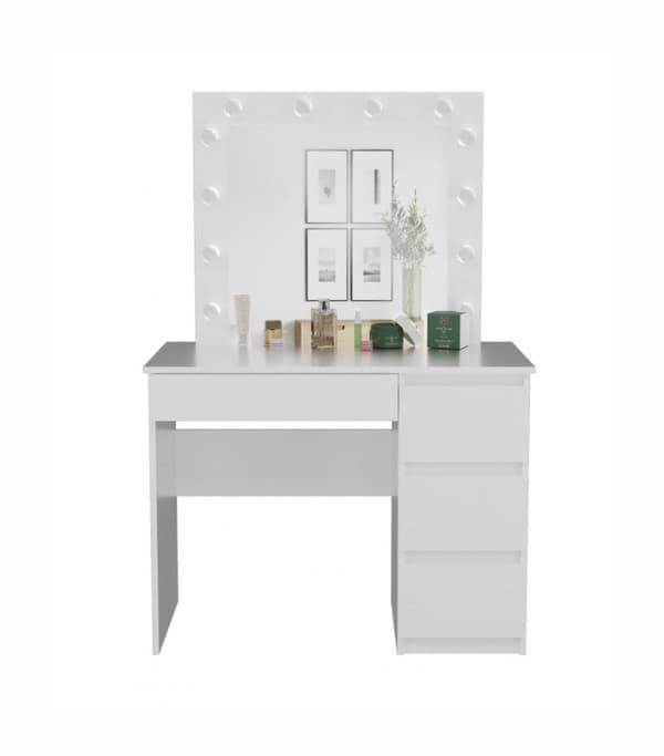 MIJAS Dressing Table Set Right-Handed White + MARINA Mirror