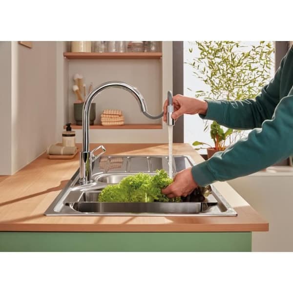 GROHE StartLoop Kitchen Mixer Tap - Chrome - High C-shaped Spout - Pull-Out Aerator - 30556000