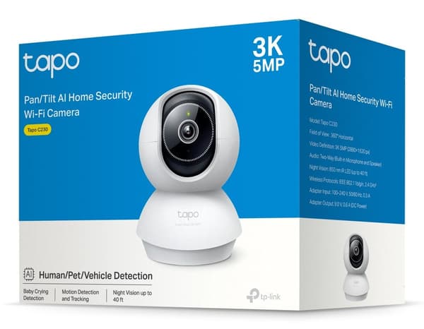 TP-Link Tapo C230 IP Security Camera 3K 5MP Indoor 2880 x 1620 Ceiling/Desk