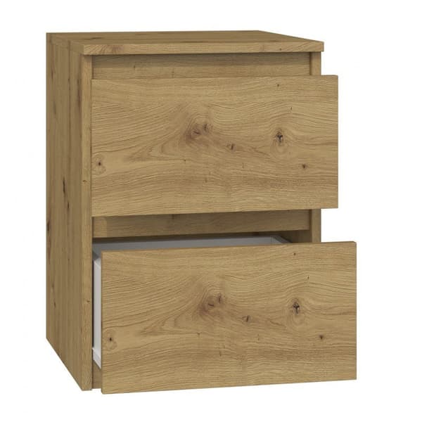 M2 Malwa Bedside Table 2 Drawers Artisan Oak