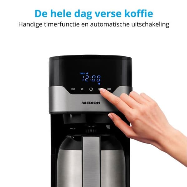 MEDION Programmable Filter Coffee Maker - MD 18458 - Insulated - 900W - 1.2 L