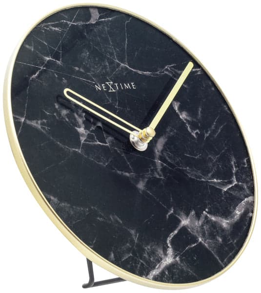 NeXtime Table Clock 20 cm Marble Glass Black NE-5222ZW