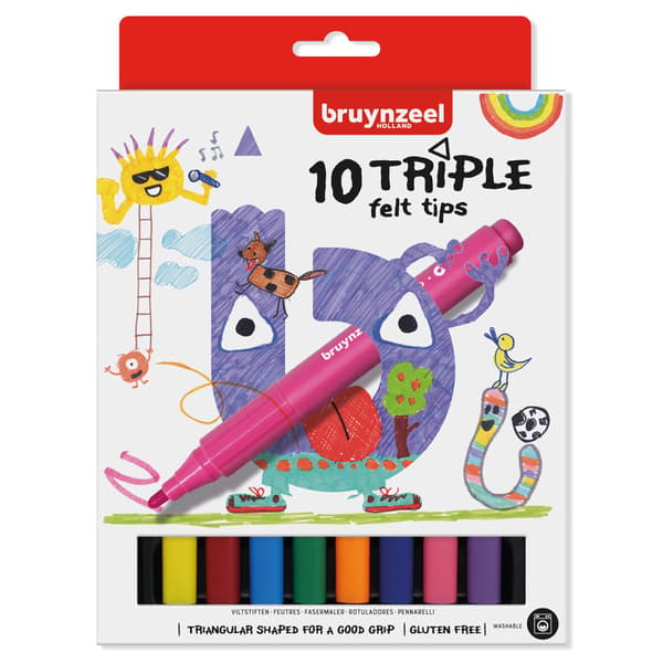 Bruynzeel Triple Felt-Tip Pens Set 10 Pieces