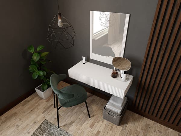 Dressing Table with Mirror PAFOS 80x41.6x100, White Matte