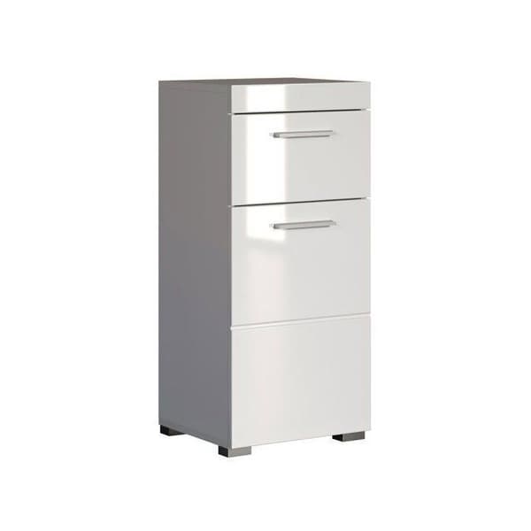 AMANDA Bathroom Cabinet - Low Storage Unit - W37 x D31 x H79cm - Grey