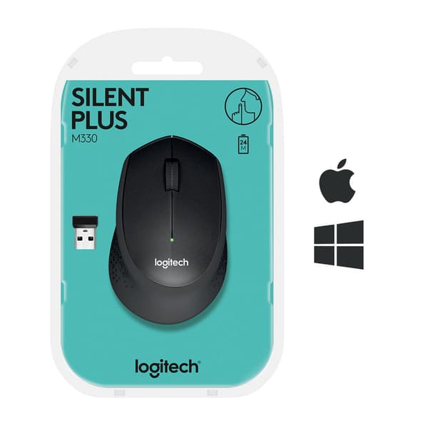 LOGITECH M330 SILENT PLUS Mouse Black with 90% Noise Reduction