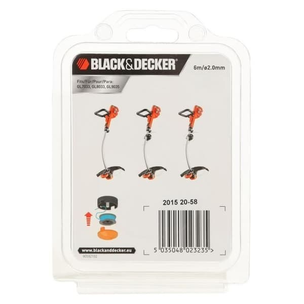 BLACK + DECKER Reflex Spool 6 m - 2 mm Line - Compatible with GL7033, GL8033, GL9035