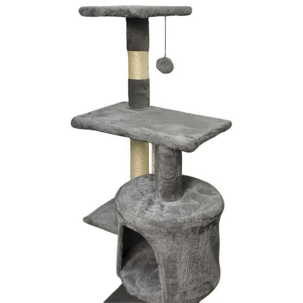 PALOMA Cat Tree 40 x 40 x 114 cm - 3 Platforms, 1 Rope, 1 Hideaway, Scratching Posts - Dark Grey