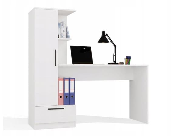 Cosmo Desk + Bookcase Set White