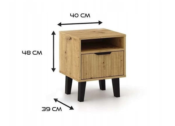 SCANDI 1S Slim Nightstand Artisan Oak