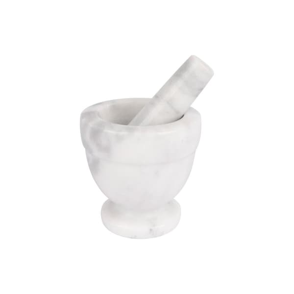 Marble Mortar 21 cl 10 cm White/Grey