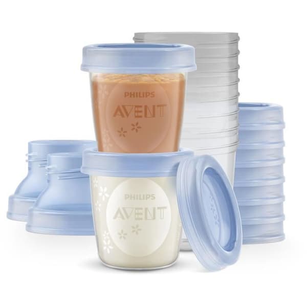 Storage Containers - PHILIPS AVENT - Breast Milk - 10 Containers 180 ml + 2 Adapters