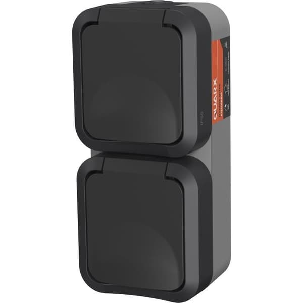 QUARX Double Socket - Aqua Pro - Outdoor, Vertical, IP55, 250V, 16A