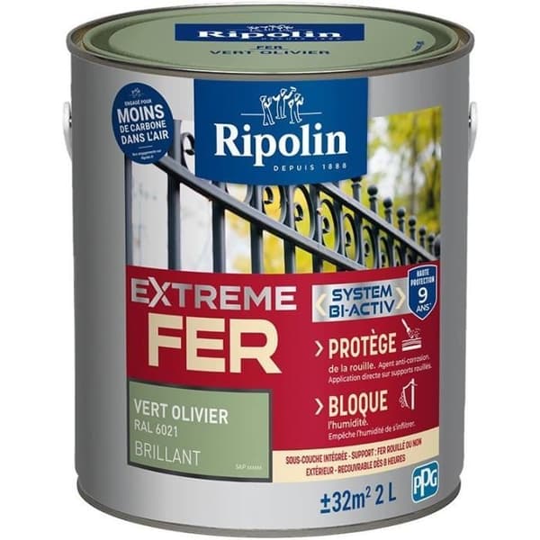 RIPOLIN Iron Paint - Olive Green - Glossy - 2 L