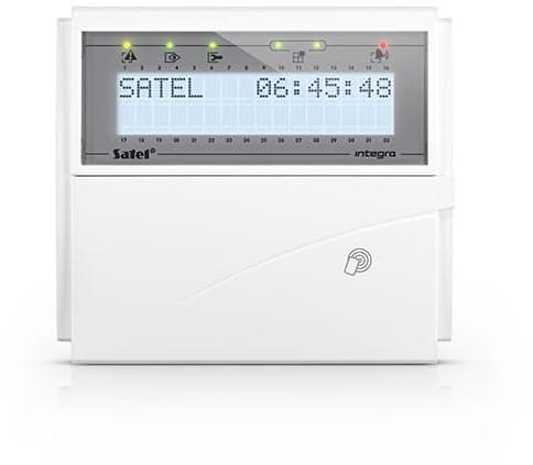 SATEL LCD Keypad INT-KLCDR-W (White Backlight, 125 kHz Proximity Card Reader)