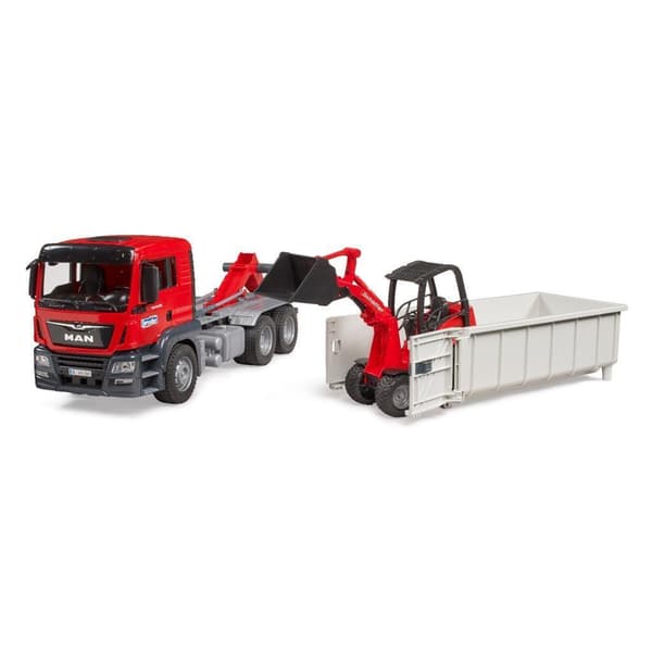 Bruder Man Truck with Roll-off Container + Schaeff Mini Excavator 03624