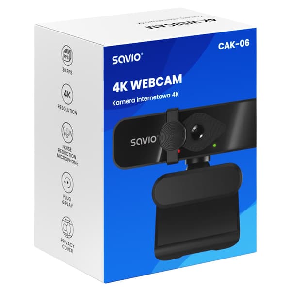 Savio CAK-06 Webcam 3840 x 2160 pixels USB Black