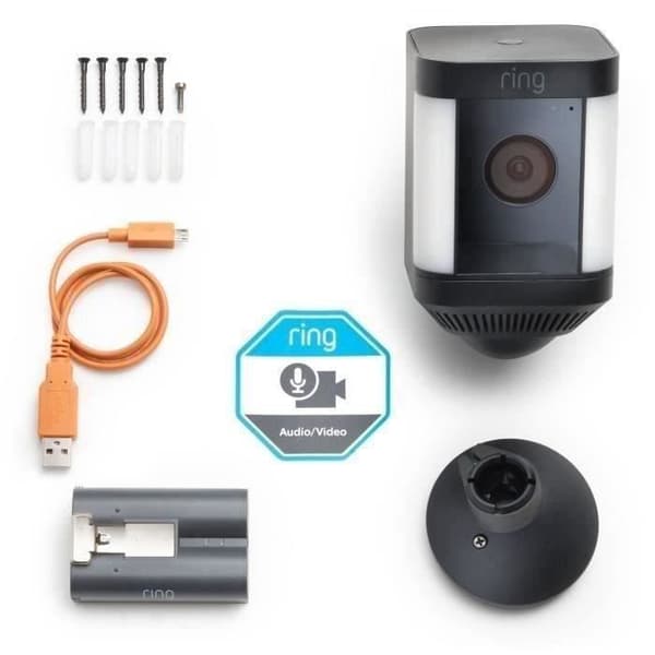 RING Spotlight Cam Plus - Mains Powered Surveillance Camera - Black
