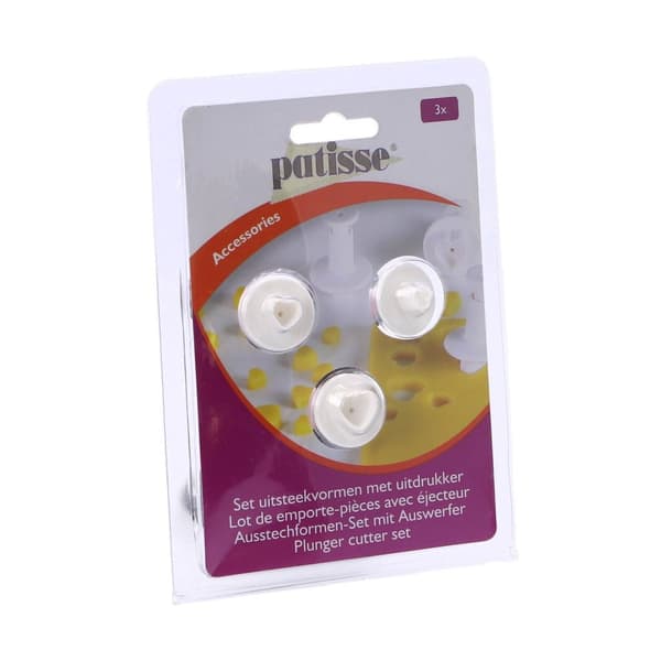 Patisse Heart Cookie Cutters 3-Piece Set White