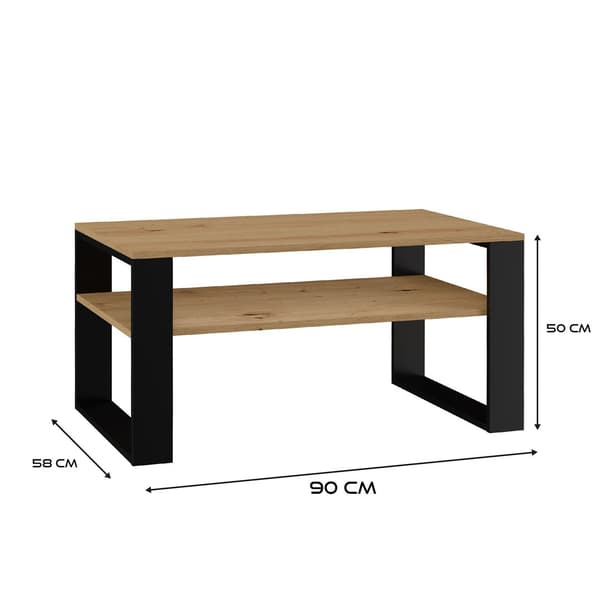 Topeshop MODERN 1P Coffee Table Artisan Oak/Black - Model: MODERN 1P
