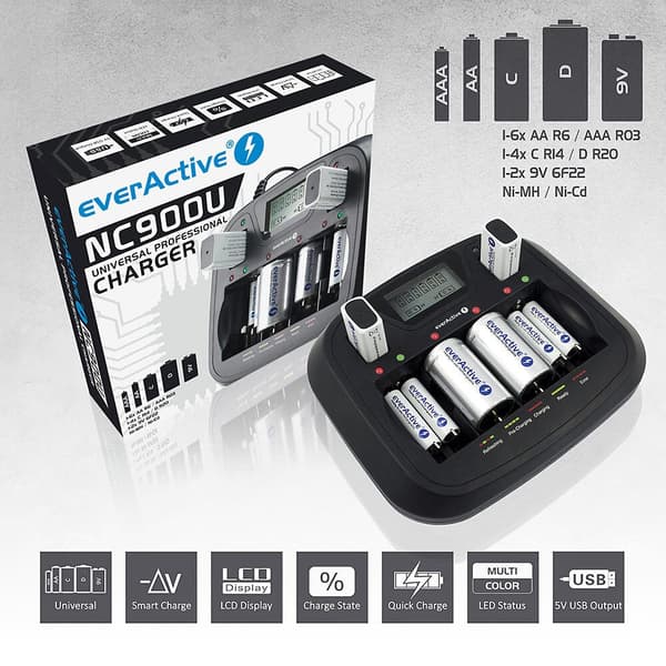everActive NC-900U Charger Professional 8 Channel Universal