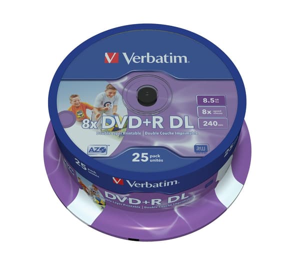 Verbatim 25 x DVD+R DL 8.5 GB 8x Wide Printable Surface Spindle