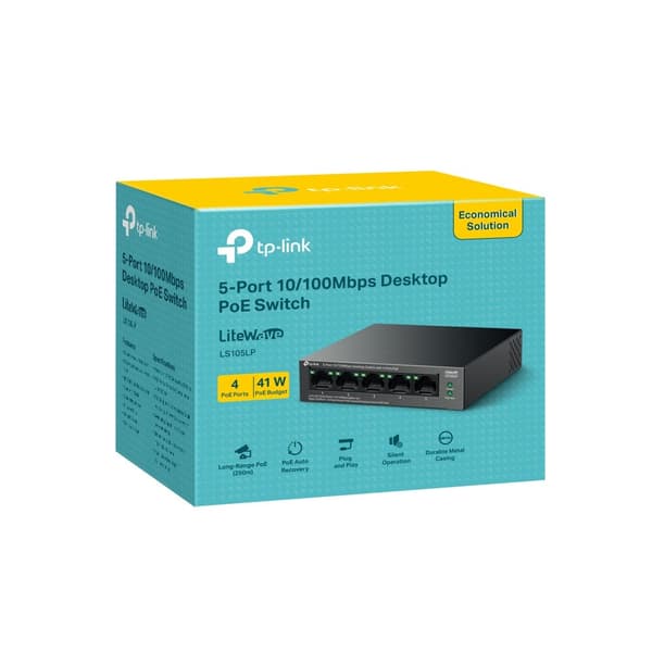 TP-Link LiteWave LS105P Unmanaged Network Switch Fast Ethernet PoE Black