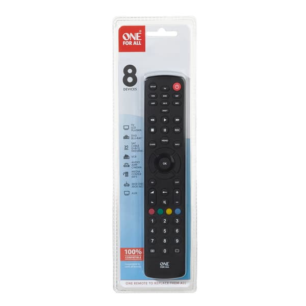 One For All Universal Remote Control for 8 Devices - URC 1280 Urc1280