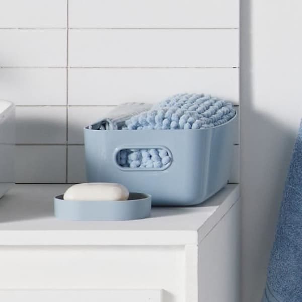 TODAY Shower Set - Basket, Mat, Curtain - Blue
