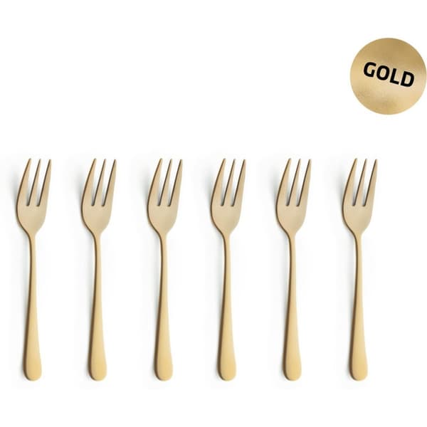 Amefa Austin Pastry Forks 6 Pieces Matte Gold